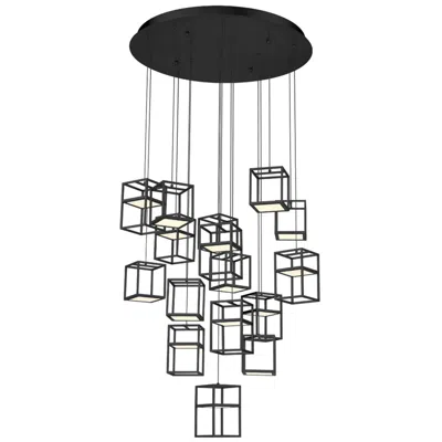 Eurofase Ferro 32" Wide Matte Black 16-light Led Pendant