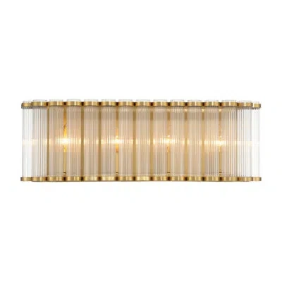 Eurofase Glasbury, Vanity, 24", Polished Nickel, Ribbed Glass In Gold