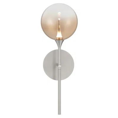 Eurofase Iissa 19 Inch Led Wall Sconce, Satin Nickel And Amber Glass