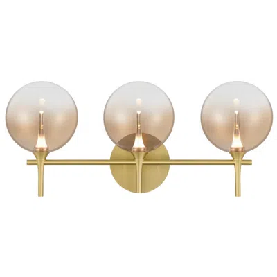 Eurofase Iissa 3-light Led Vanity Bath Light, Gold With Amber Glass