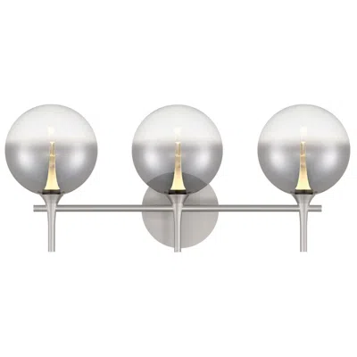 Eurofase Iissa 3-light Led Vanity Bath Light, Satin Nickel W/ Smoked Glass