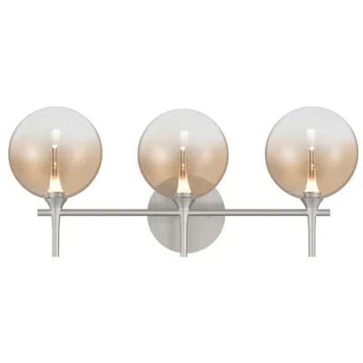 Eurofase Iissa 3-light Led Vanity Bath Light, Satin Nickel With Amber Glass