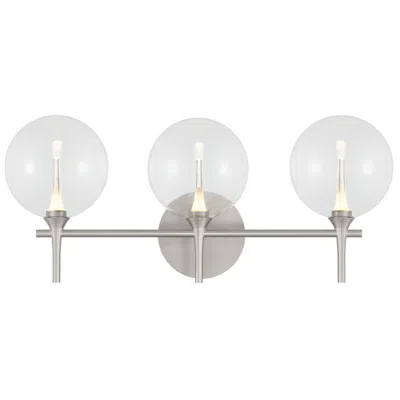 Eurofase Iissa 3-light Led Vanity Bath Light, Satin Nickel With Clear Glass