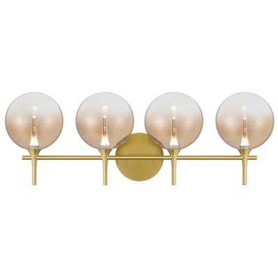 Eurofase Iissa 4-light Led Vanity Bath Light, Gold With Amber Glass