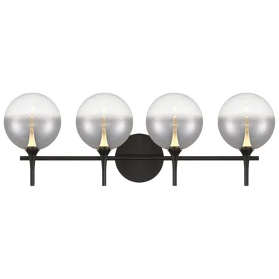 Eurofase Iissa 4-light Led Vanity Bath Light, Matte Black/smoked Glass