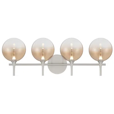 Eurofase Iissa 4-light Led Vanity Bath Light, Satin Nickel W/ Amber Glass