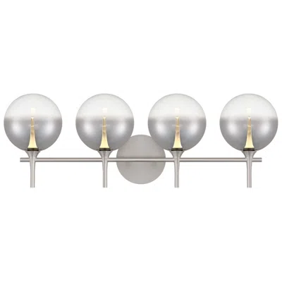 Eurofase Iissa 4-light Led Vanity Bath Light, Satin Nickel W/ Smoked Glass