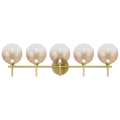 Eurofase Iissa 5-light Led Vanity Bath Light, Gold With Amber Glass