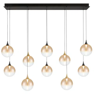 Eurofase Iissa, Chandelier, 10-light, 47", Gold-black Mix, Amber Glass