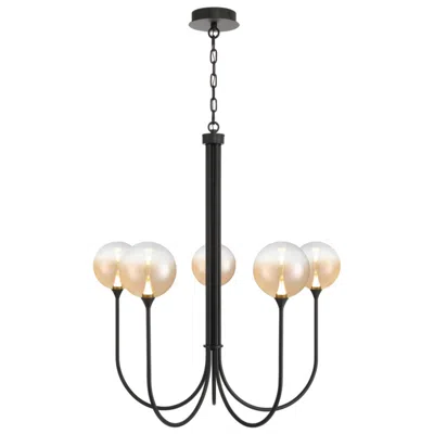 Eurofase Iissa, Chandelier, 5-light, 34", Matte Black, Amber Glass