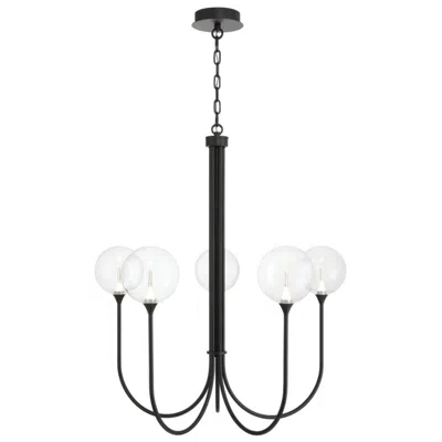 Eurofase Iissa, Chandelier, 5-light, 34", Matte Black, Clear Glass