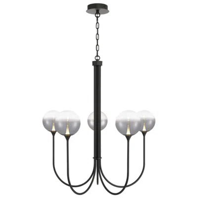 Eurofase Iissa, Chandelier, 5-light, 34", Matte Black, Smoked Glass