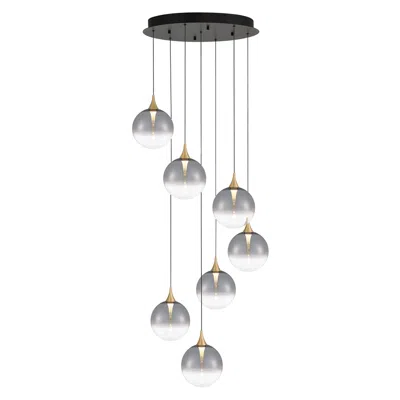 Eurofase Iissa, Chandelier, 7-light, 21", Gold, Smoked Glass