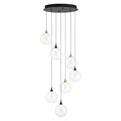 Eurofase Iissa, Chandelier, 7-light, 21", Gold-black Mix, Clear Glass
