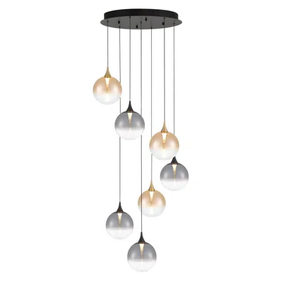 Eurofase Iissa, Chandelier, 7-light, 21", Gold-black Mix, Mixed Glass
