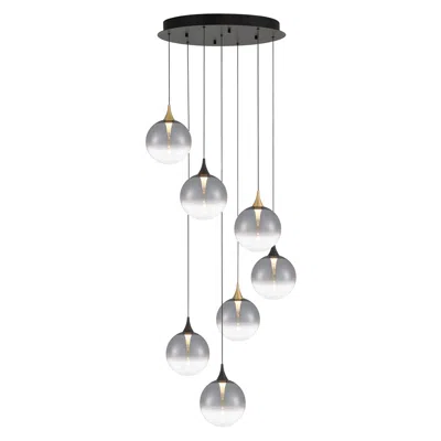 Eurofase Iissa, Chandelier, 7-light, 21", Gold-black Mix, Smoked Glass