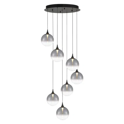Eurofase Iissa, Chandelier, 7-light, 21", Matte Black, Smoked Glass