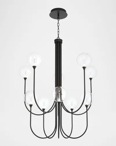 Eurofase Lissa 40" Tiered 10-light Led Chandelier, Matte Black/clear