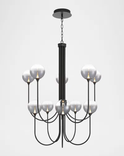 Eurofase Lissa 40" Tiered 10-light Led Chandelier, Matte Black/smoke