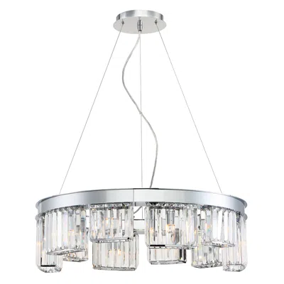 Eurofase Lumino 7.50 In. X 25.50 In. 10 Light Chandelier In Chrome In Silver