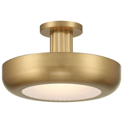 Eurofase Macey 16" Integrated Led Semi-flush Mount In Antique Brass In Gold
