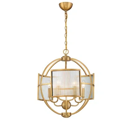 Eurofase Manilow 6 - Light Candle Style Globe Chandelier In Brass