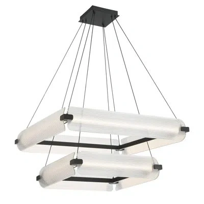 Eurofase Neoness, Chandelier, 8-light, 34", Matte Black, Smoked Glass In Clear
