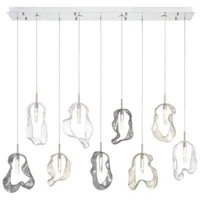 Eurofase Norah, Chandelier, 9-light, 51", Polished Nickel, Mixed Glass