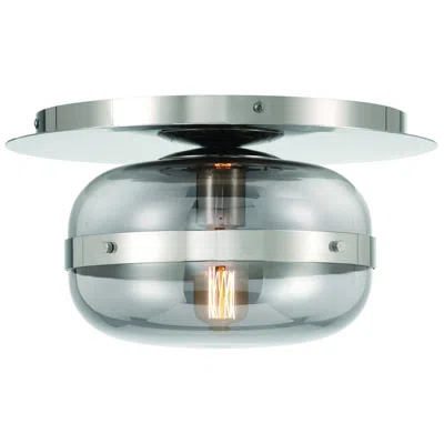 Eurofase Nottingham 10" Nickel And Smoked Glass Modern Ceiling Light