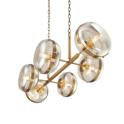 Eurofase Nottingham 6 - Light Kitchen Island Linear Pendant In Antique Brass