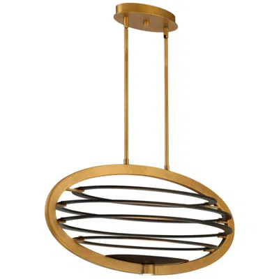 Eurofase Ombra 17.25in. X 35.50in. Integrated Led Chandelier In Brass/black In Gold