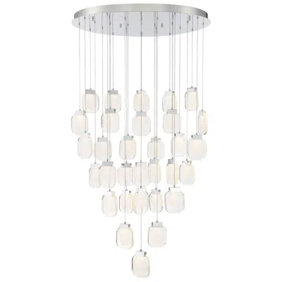 Eurofase Paget 39"w Chrome Sugar Glass Led 31-light Oval Chandelier
