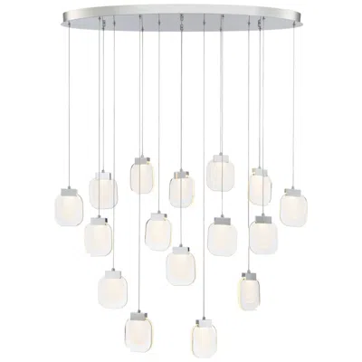 Eurofase Paget 44"w Chrome Sugar Glass Led 16-light Oval Chandelier