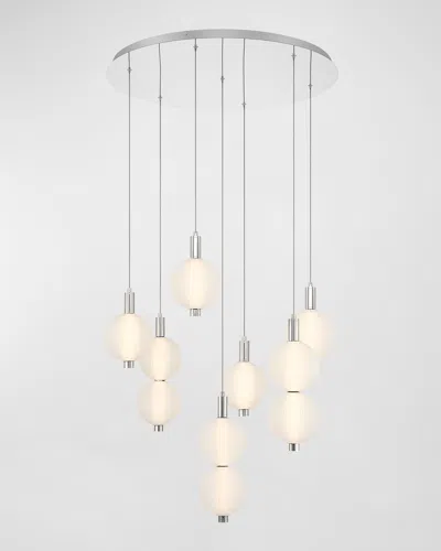 Eurofase Palmas 7-light Led Nickel Chandelier In Silver