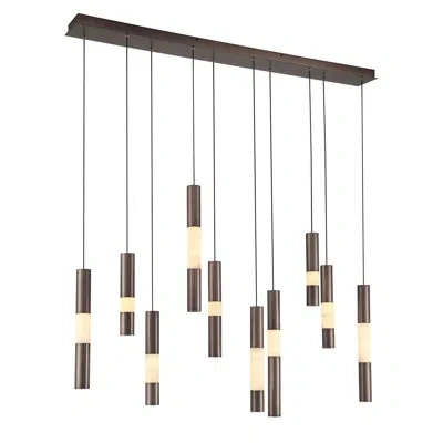 Eurofase Ronda, Chandelier , 10-light, 50", Weathered Brass, Alabaster In Bronze