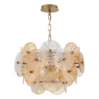 Eurofase Sue-anne 20" Wide Modern Brass And Circle Glass Chandelier