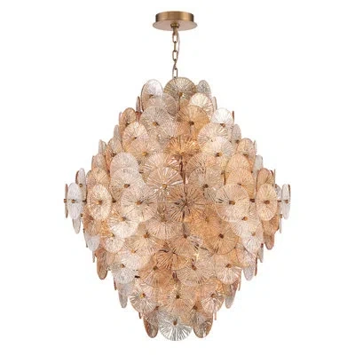 Eurofase Sue-anne 27 Light Chandelier In Plated Brass In Matte Gold