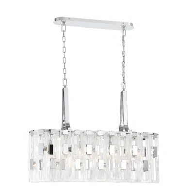 Eurofase Viviana 7 - Light Kitchen Island Drum Pendant In Chrome