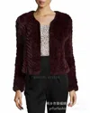 Europa Rex Rabbit Fur Coat In Burgundy In White