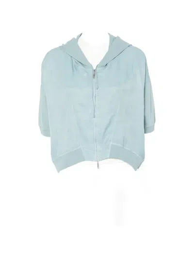 European Culture Hooded Zip Sweatshirt In Blue
