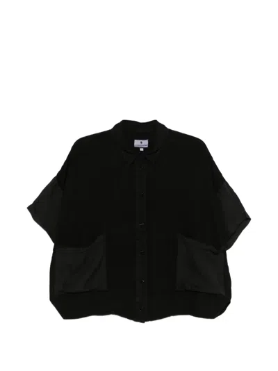 European Culture Patch Pocket Short Sleeve Shirt In Black