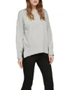 European Culture Pleated Sweatshirt In Light Grey In Grey