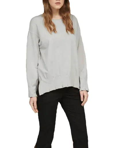 European Culture Pleated Sweatshirt In Light Grey In Gray