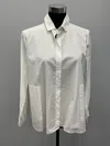 European Culture White Cotton Shirt With Pockets In White