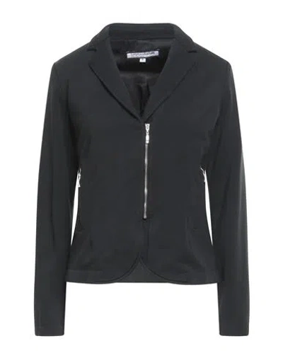 European Culture Woman Blazer Black Size Xl Cotton, Viscose, Elastane