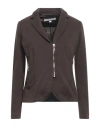 European Culture Woman Blazer Brown Size M Cotton, Viscose, Elastane In Brown