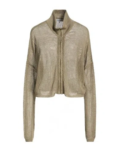 European Culture Woman Cardigan Military Green Size S Linen, Cotton