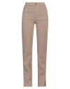 European Culture Woman Jeans Khaki Size 30 Cotton, Polyester, Elastane In Beige