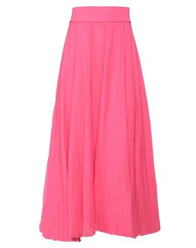 European Culture Woman Maxi Skirt Fuchsia Size M Cotton, Lycra In Pink