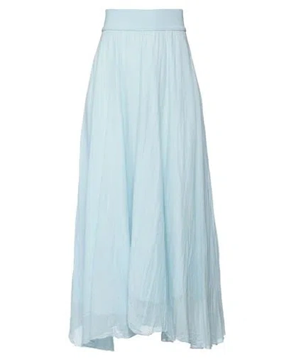 European Culture Woman Maxi Skirt Sky Blue Size L Cotton, Lycra